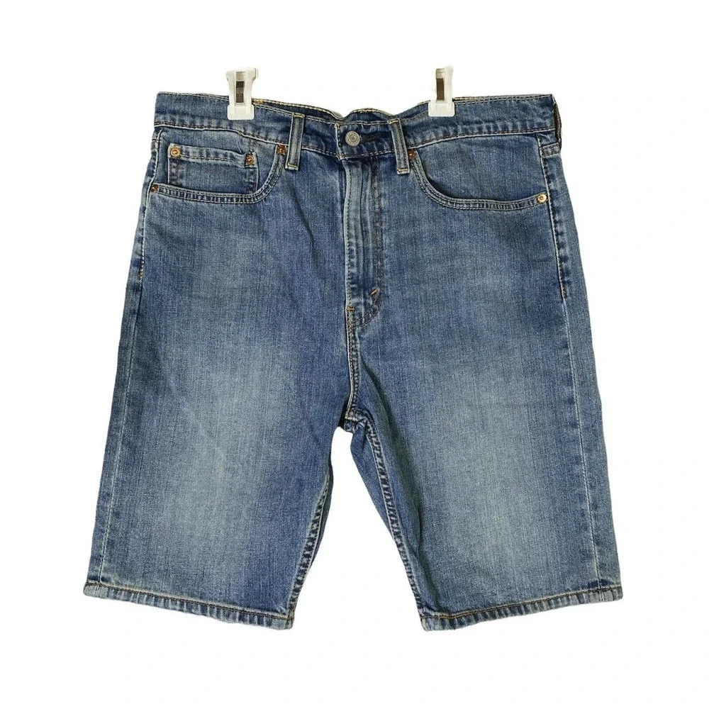 Levis 569 Shorts Sz 34 Mens Blue Denim Jean Loose Straight Inseam 10 In